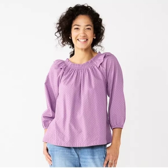 Sonoma ruffle sleeve peasant top - Picture 1 of 9